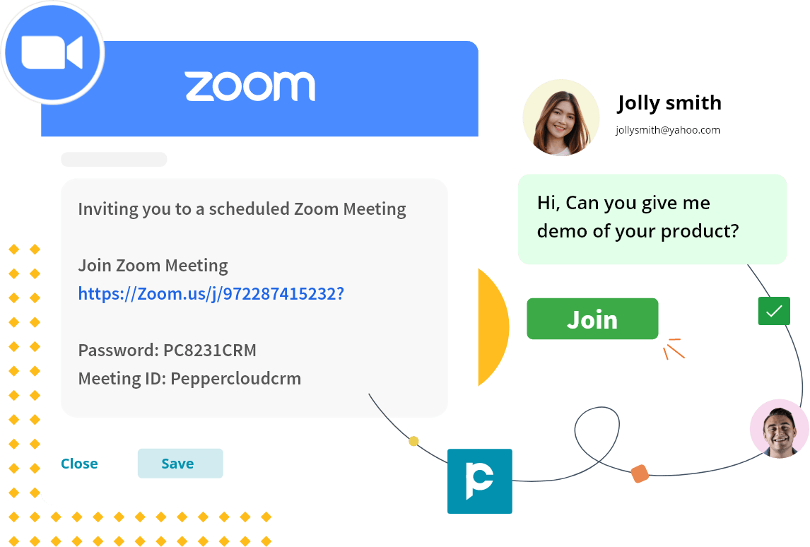Zoom meeting invite from CRM