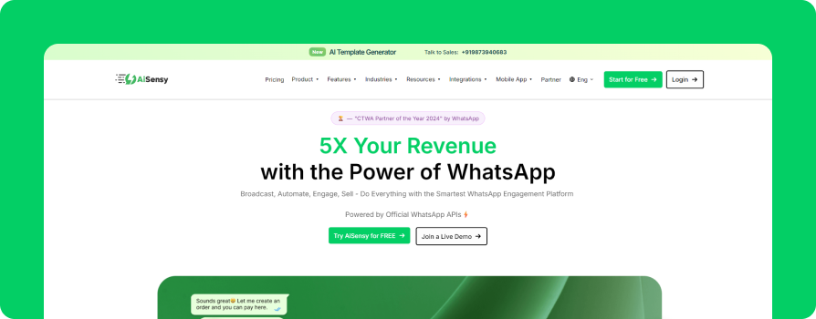AiSensy AI-powered WhatsApp broadcast platform
